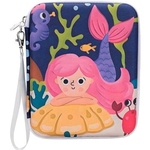 Card Case for Yoto Cards,80-Pockets binder with Zipper,Portable Card Holder Book for Player & Mini Audiobook Cards, Card Binder Holder with Sleeves for Travel(Mermaids)