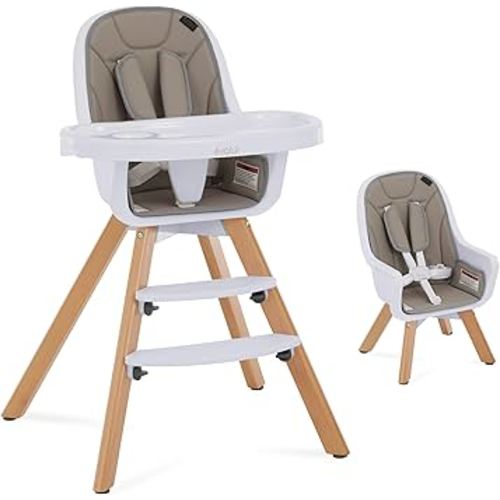Evolur Zoodle 2 in 1 Convertible Baby High Chair in Light Gray