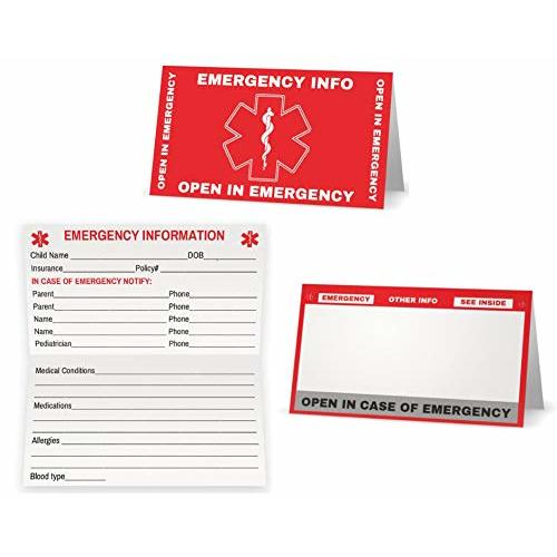 Child Emergency Contact Car Seat Safety Alert Attachment Tag (ICE-101) Quantity (5)