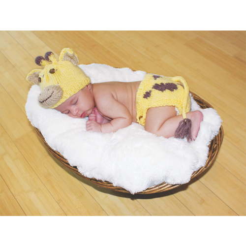 Mary Maxim Giraffe Hat & Diaper Cover Set - Size Newborn-3 months