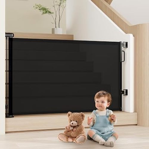 Retractable Baby Gates for Doorway, 58" Wide Mesh Dog Gate for Stair