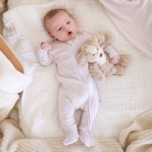 Sloane's Squares Bamboo Waffle Zipper Footie