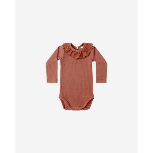 Ruffle Collar Bodysuit - Cranberry Size: 0-3
