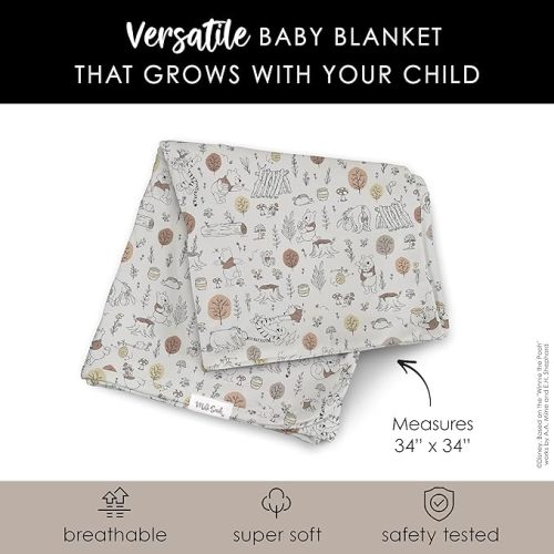 Milk Snob Disney Infant Boy/Girl Swaddle Blanket, Soft Receiving, Security and Play, Toddler Infant Newborn Bedding, Baby Shower, Baby Registry Gift (Winnie The Pooh Baby Bee) 34 * 34 inches