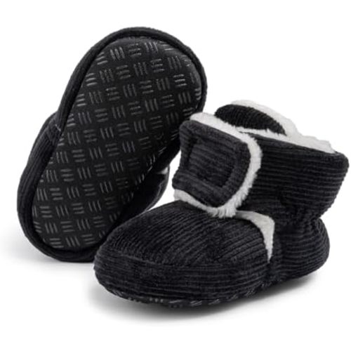 KIDSUN Infant Baby Boy Girl Cozy Fleece Bootie Newborn Stay On Slipper Winter Warm Gripper Non-Slip Crib Shoes