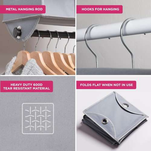 Hanging Closet Organizers with 3 Shelves - Closet Storage and RV Closet Organizer - Grey / Black