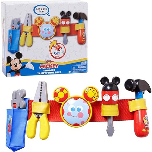 Disney Mickey Toodles Talk'n Toolbelt and Kids Play Tool Accessories for Dress Up and Pretend Play, Kids Toys for Ages 3 Up by Just Play