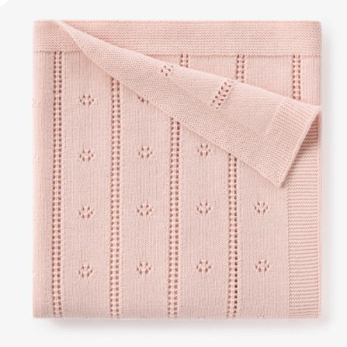 Pale Pink Pointelle Knit Baby Blanket – Elegant Baby