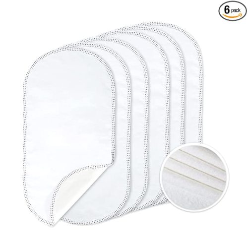 TILLYOU Waterproof Changing Pad Liners 6 Pack, 100% Cotton Reusable Cloth Diaper Liners, White