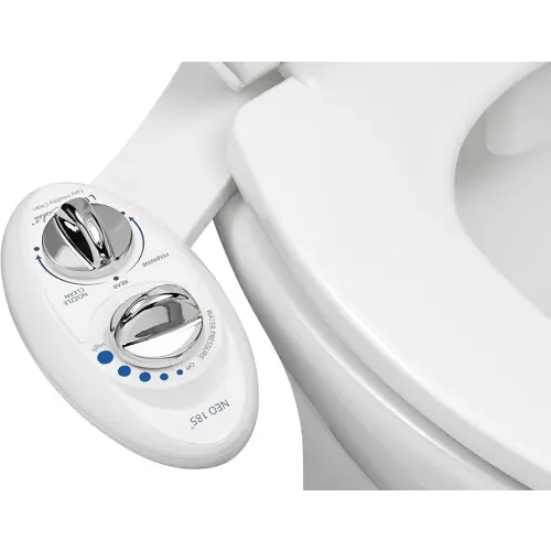 LUXE Bidet NEO 185 - Dual Nozzle, Self-Cleaning, Non-Electric Bidet Attachment for Toilet Seat, Adjustable Water Pressure, Rear & Feminine Wash (White)