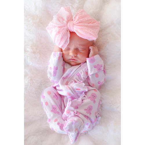 Bamboo Waffle Ruffle Zipper Footie in Sea Snuggles | Caden Lane