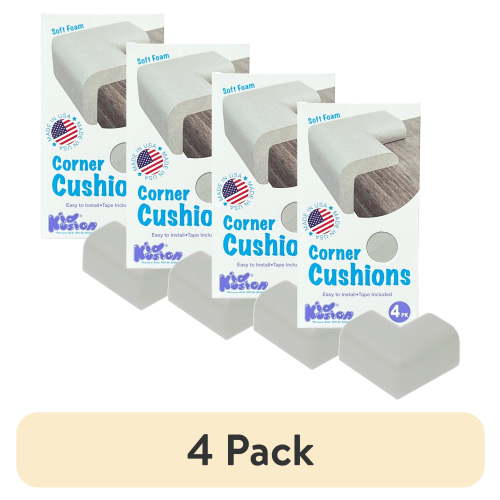 (4 pack) KidKusion Foam Rubber Corner Guards, for Sharp Corners, Tables, Furniture, 4 CT, Gray, Toddler