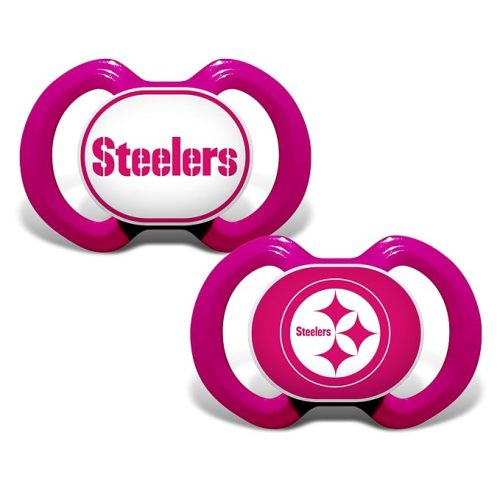 Baby Fanatic Girls Pink Pacifier 2-Pack - NFL Pittsburgh Steelers - Officially Licensed League Gear