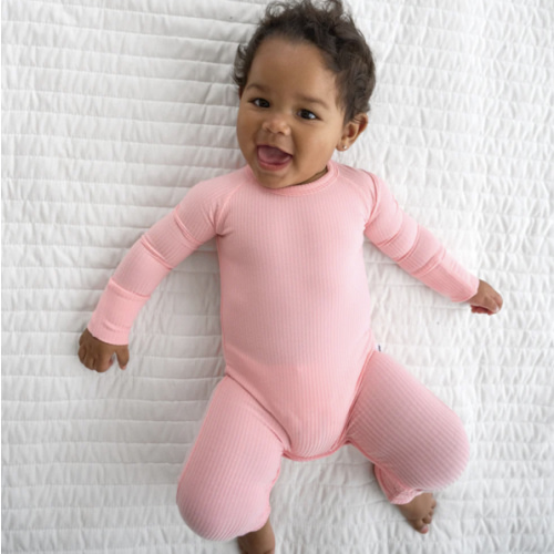 Bubblegum Ribbed Crescent Zippy - Little Sleepies
