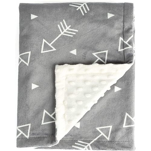 BORITAR Baby Blanket Super Soft Minky with Double Layer Dotted Backing, Little Grey Arrows Printed 30 x 40 Inch, Receiving Blankets