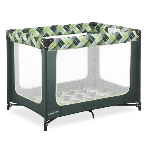 Dream On Me Zoom Portable Playard in Green, Lightweight, Packable and Easy Setup Baby Playard, Breathable Mesh Sides and Soft Fabric - Comes with a Removable Padded Mat