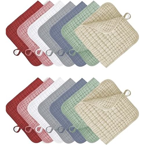 14Pack Muslin Baby Burp Cloths 100% Cotton 20"X10" Soft Absorbent Quick Drying Newborn Drool Baby Face Washcloths
