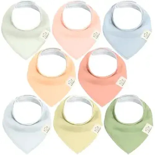 KeaBabies 8pk Organic Baby Bandana Bibs for Drooling and Teething (Dew) | Super Absorbent, Triangle Baby Drool Bibs for Girls, Boys, 100% Cotton, Extra Soft for Newborn, Infant 0-36 Months
