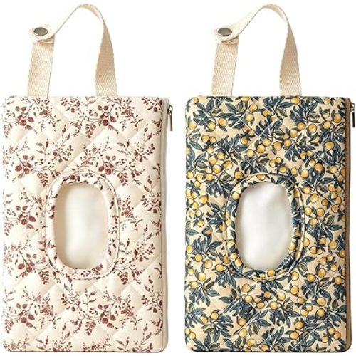 2 Pcs Diaper and Wipes Pouch, Reusable Quilted Wipes Cover Fabric for Diaper Bag, Wipe Holder Case for Car Daily Casual Travel Mommy Bag