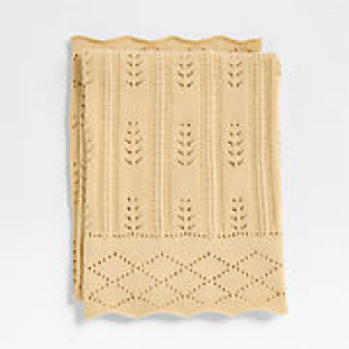 Pointelle Yellow Organic Cotton Baby Stroller Blanket by Sharland England + Reviews | Crate & Kids