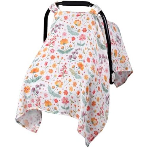 Muslin Baby Car Seat Cover, Infant Carseat Canopy for Girls Boys