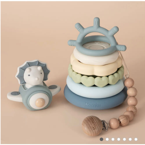 Dino Stacking Teething Toys | Baby Stack Rings | Moonkie