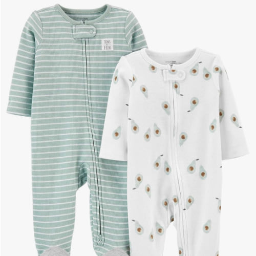Simple Joys by Carter's unisex-baby 2-way Zip Thermal Footed Sleep and Play, Pack of 2