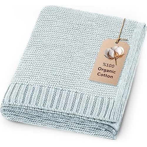 Organic Baby Blanket – 100% Organic Cotton | Ultra-Soft Breathable Newborn Receiving Blanket | Hypoallergenic, Chemical-Free | Unisex Baby Gift | 30x40 Inches (Baby Blue)