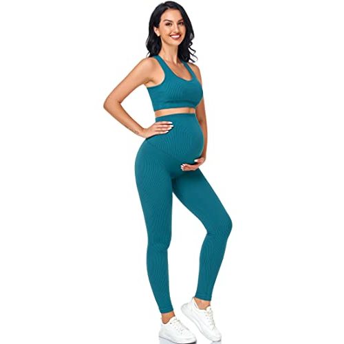 Women's Maternity 2 Piece Outfit Set - Bra & Shorts for Pregnancy - Yoga workout Lounge Wear Sets