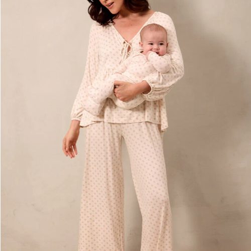 Blush Floret Tie-Top Long-Sleeve Women’s Sleep Set
