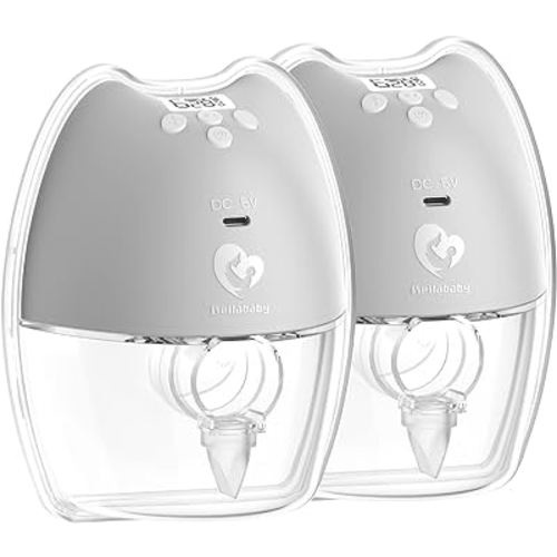 Bellababy Hands-Free Breast Pumps Wearable Newly Upgraded, Electric Double Breast Pumps Wireless Portable, 4 Modes & 9 Levels Suction, 2 Packs. (24mm Flanges, 21/19/17mm inserts)