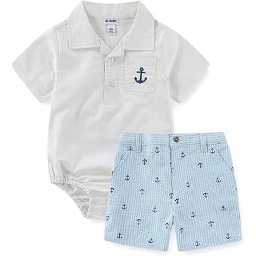 Sperry Baby Boys Polo Bodysuit and Shorts 2 Piece Set for Newborn and Infants