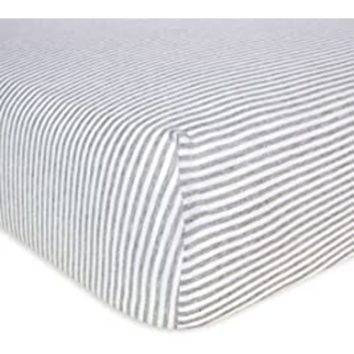 Burt's Bees Baby - Fitted Crib Sheet, Boys & Unisex 100% Organic Cotton Crib Sheet For Standard Crib and Toddler Mattresses (Heather Grey Thin Stripes)