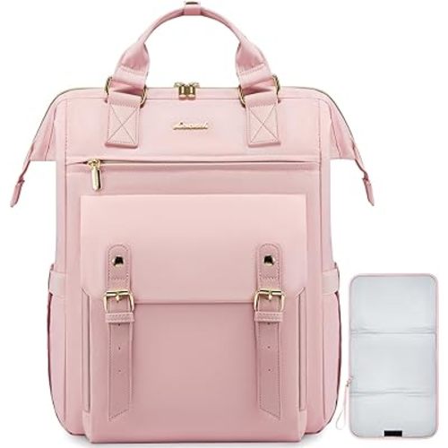 LOVEVOOK Diaper Bag, Large Baby Bag Backpack, Travel Diaper Bags for Mom Dad, Diaper Tote Bag with Changing Pad, Stroller Strap & Insulated Pocket, Pink