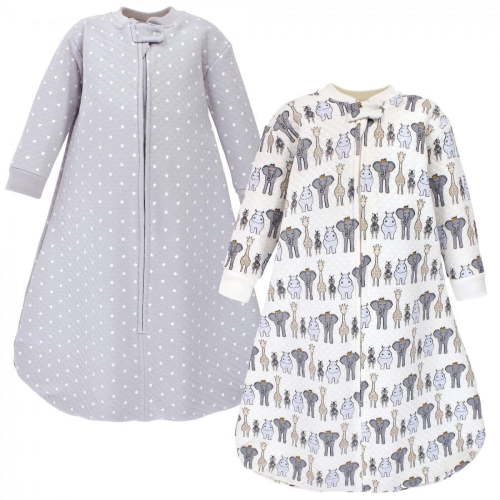 Hudson Baby Infant Boy Premium Quilted Long Sleeve Sleeping Bag and Wearable Blanket, Royal Safari, 0-6 Months