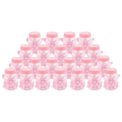 24 x Baby bottle mini baby bottle 4x9cm rhinestone pink bear gift favor baby girl baby baptism