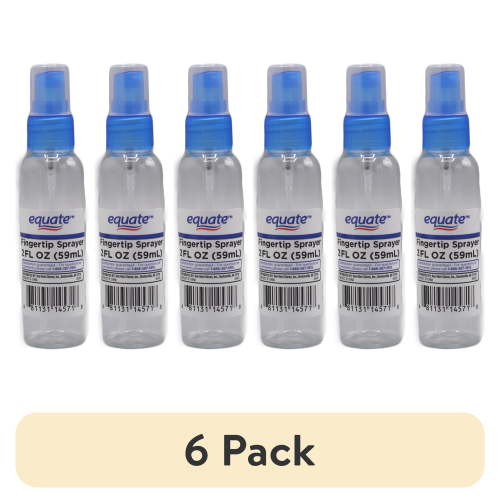 (6 pack) Equate Fingertip Spray Bottle for Travel, Color May Vary, 2 fl oz