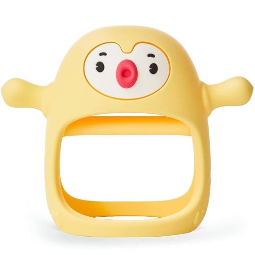 Smily Mia Penguin Teethers, TeethingToys for Babies 0-6Months, Baby Teethers for 3-6Months, Teething Mittens for Infants, Pacifiers for Breastfed Babies, Light Yellow