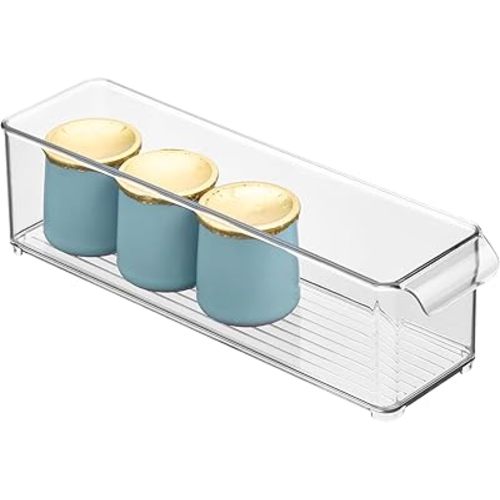 iDesign Stackable Fridge Storage Bin with Handle - Ideal for Fridge and Freezer, Clear, Made in USA