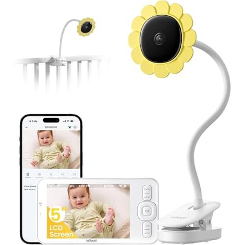 ieGeek Baby Monitor with Camera and Audio,No WiFi 5”Screen&2.4G WiFi App