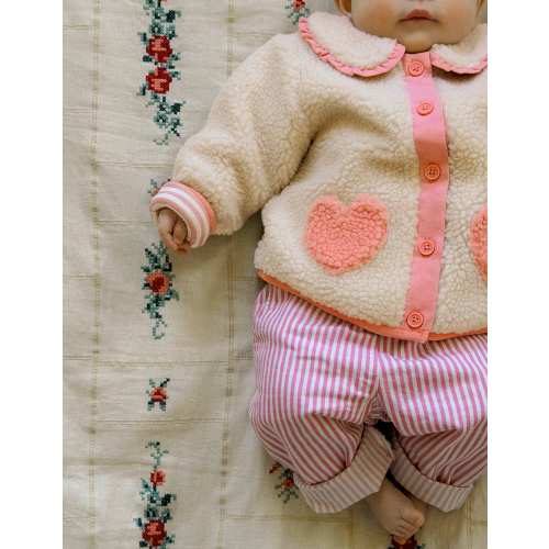 Borg Collared Jacket - Neutral/Pink Heart | Boden USA