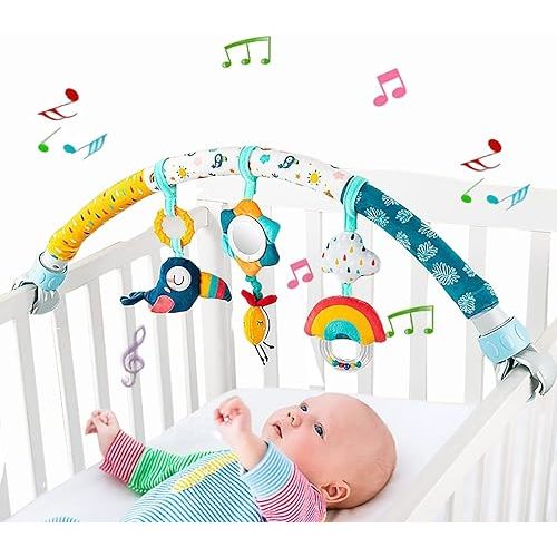 Pau1Hami1ton Baby Stroller Arch Toys, Car Seat Toys,Bouncer Toy Bar/Mobile for Bassinet,Adjustable Baby Hanging Toys Fit for Crib Bed,Stroller,Car Seat.S-19(Bee)