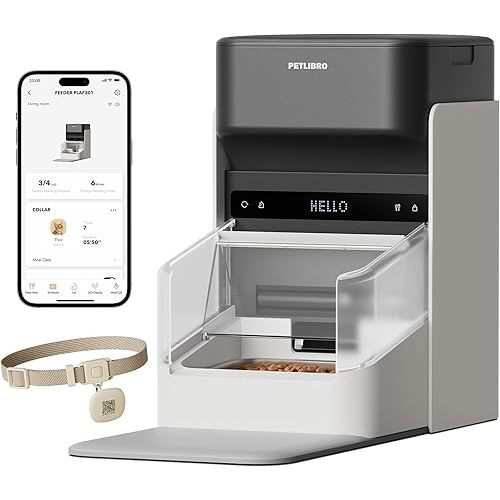 PETLIBRO RFID Automatic Cat Feeder, Collar Sensor-Activated Personalized Meals, Cats Recognition & Diet Tracking for Multi-Pet Homes and Different Diets, 5G&2.4G Wi-Fi Programmable Cat Food Dispenser