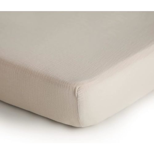 mushie Extra Soft Muslin Fitted Crib Sheet | 192 Thread Count | 28"x 52" (Fog)