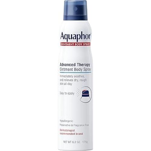 Aquaphor Healing Ointment Body Spray, Hypoallergenic and Fragrance Free Spray Moisturizer for Dry Skin with Petrolatum, ProVitamin B5 and Bisabolol, 6.2 Oz Spray Can