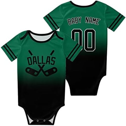 Custom Newborn Clothes,Baby Short Sleeve Ice Hockey Clothes,City Gradient?Bodysuit,Personalized Baby Name Number