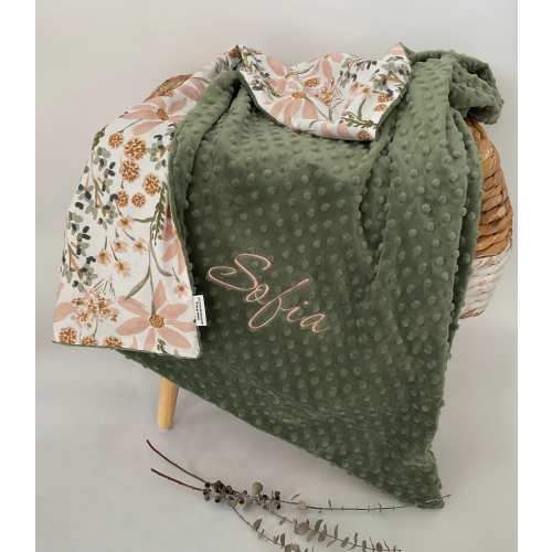 Spring Daisy baby Blanket - Cotton & Minky Personalized and Handmade