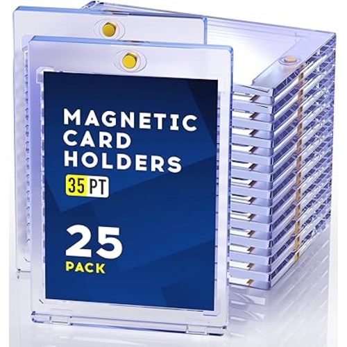 25ct Magnetic Card Holder, 35pt One Card Holder Touch, U-V Protectors Hard Plastic for Trading Cards, Magnet Case, Sports, Game, Football, Baseball Cards