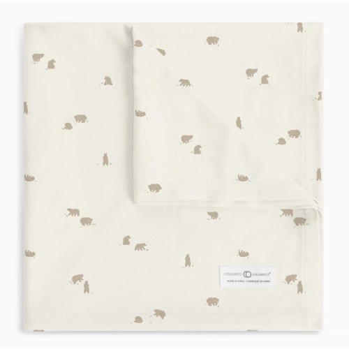 Organic Swaddle Blanket | Heart / Bears