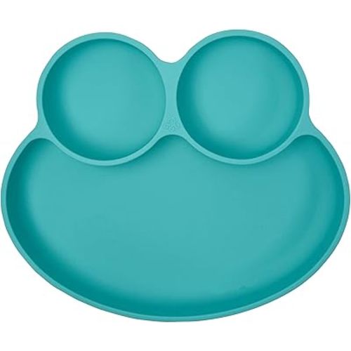 Abiie Octopod Frog Silicone Plates with Suction - Spill Proof, Easy to Clean - BPA-Free Bowl - Suction Plates for Baby and Toddler - Training & Feeding Divided Grip Dish (Turquoise)